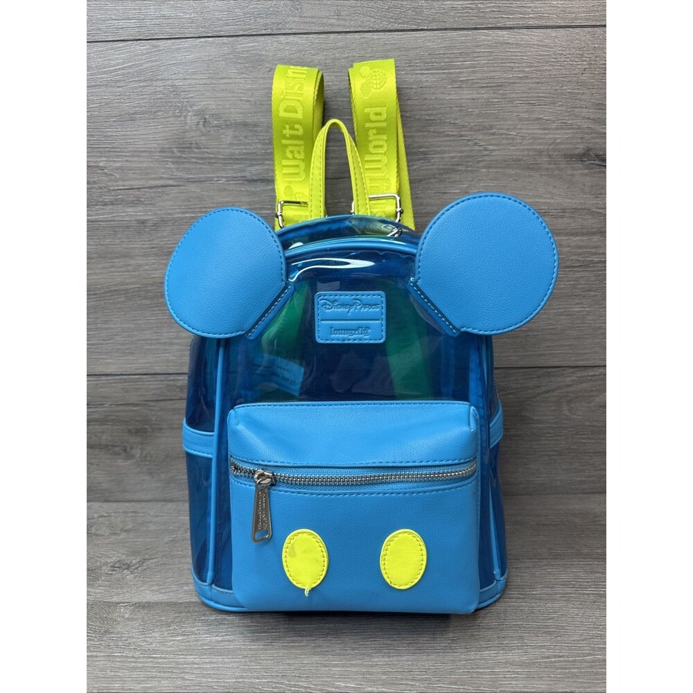 Disney Parks Loungefly Disneyland Neon Blue Clear Backpack Mickey Mouse
